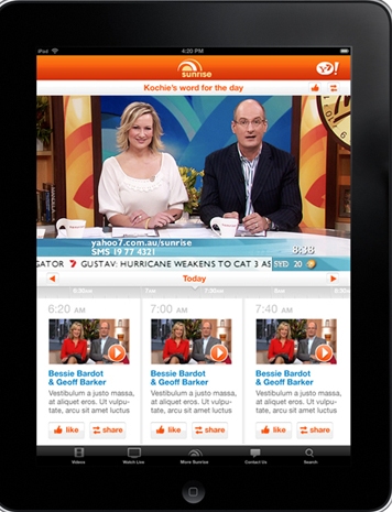 Sunrise iPad app Sunrise iPad应用程序