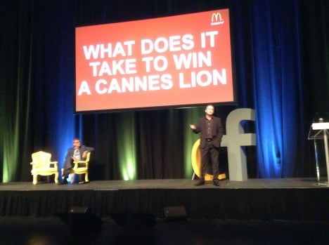 Mark Lollback (right) with Terry Savage (sitting) at the Creative Fuel event