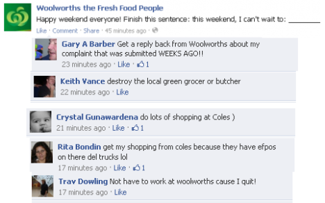 Woolworths Facebook邀请