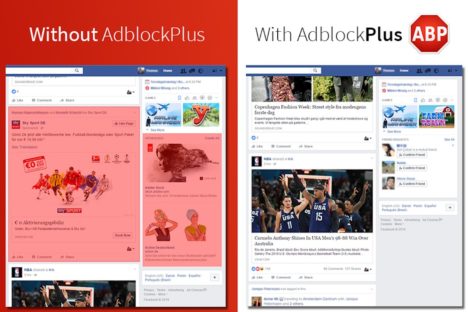 Facebook有和没有adblock plus  -  adblock plus图像